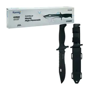 Cuchillo táctico monte hoja pavonada de acero inoxidable + funda de n…