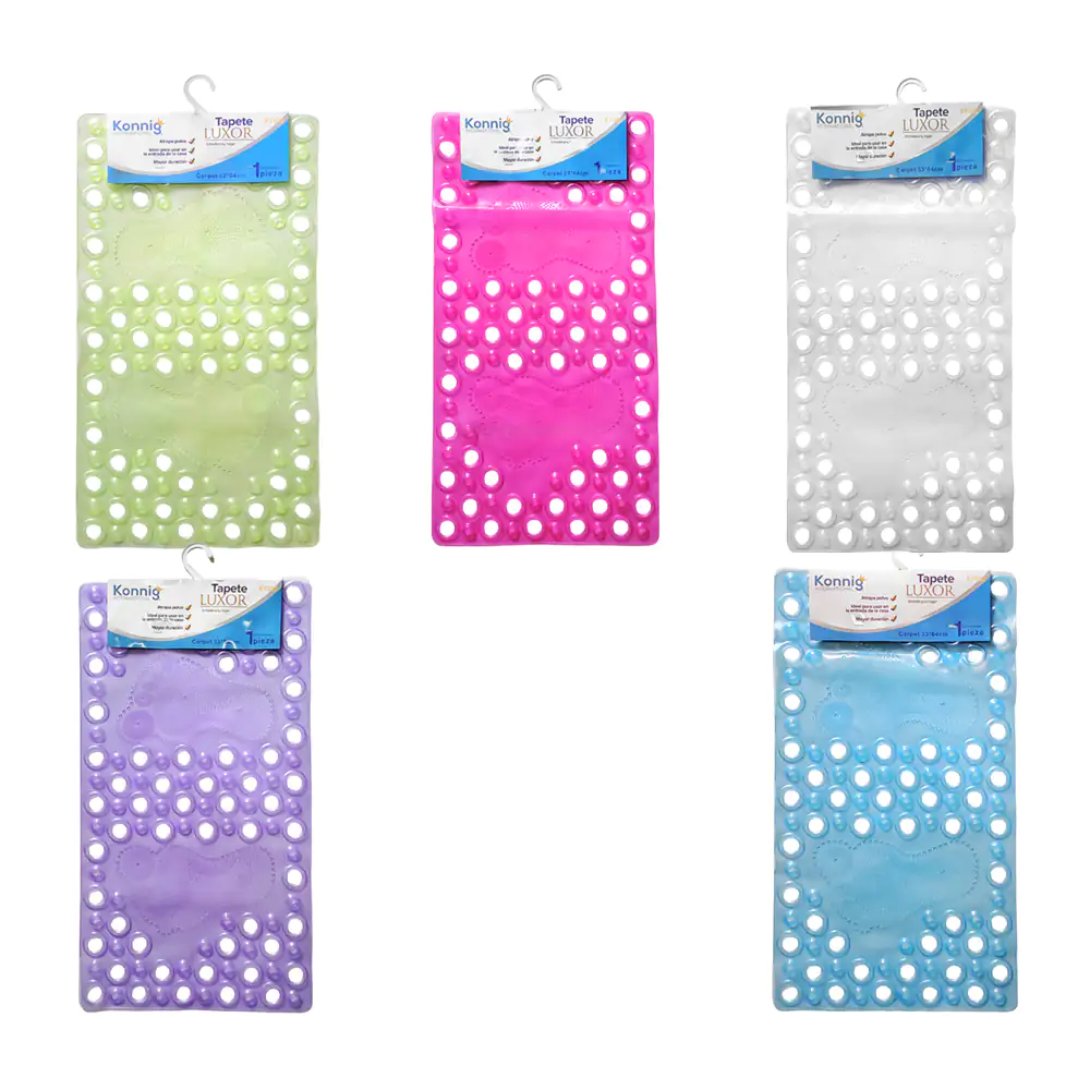 Tapete para baño konnig rectangular translúcido con ventosas, 33x64cm…