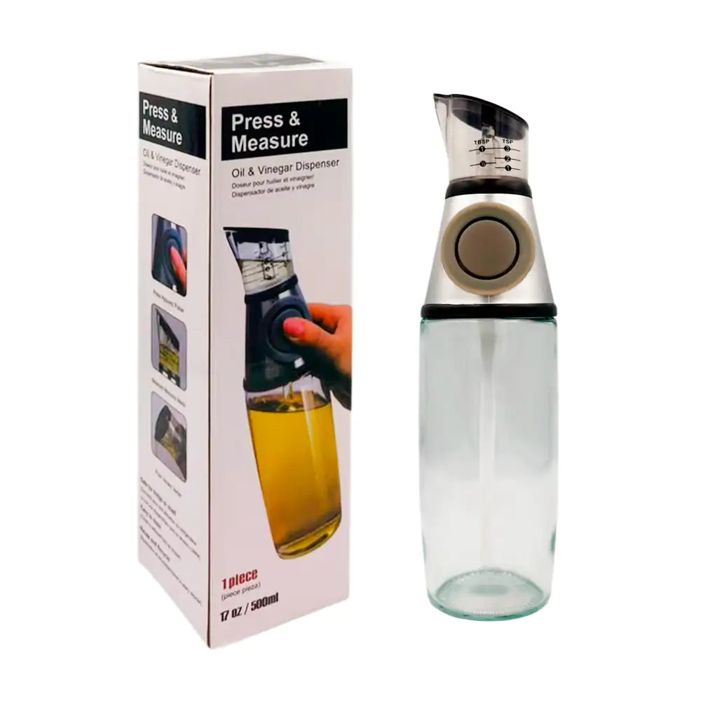 Aceitera de cristal con medidor dosificador, capacidad de 500ml