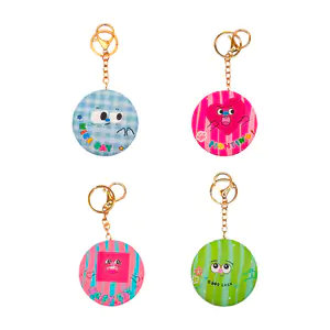 Espejo de bolsillo doble, redondo con estampado kawaii y gancho para …