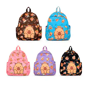 Mochila infantil de 2 compartimentos con estampado y frase de capibar…