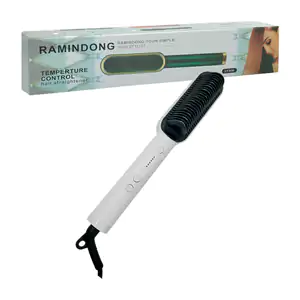 Plancha de cerámica para cabello tipo cepillo, 45w de temperatura aju…