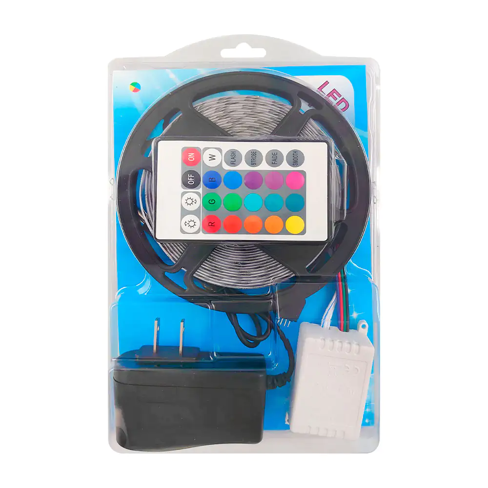 Blíster con tira led rgb de 3m con eliminador y control remoto / led …