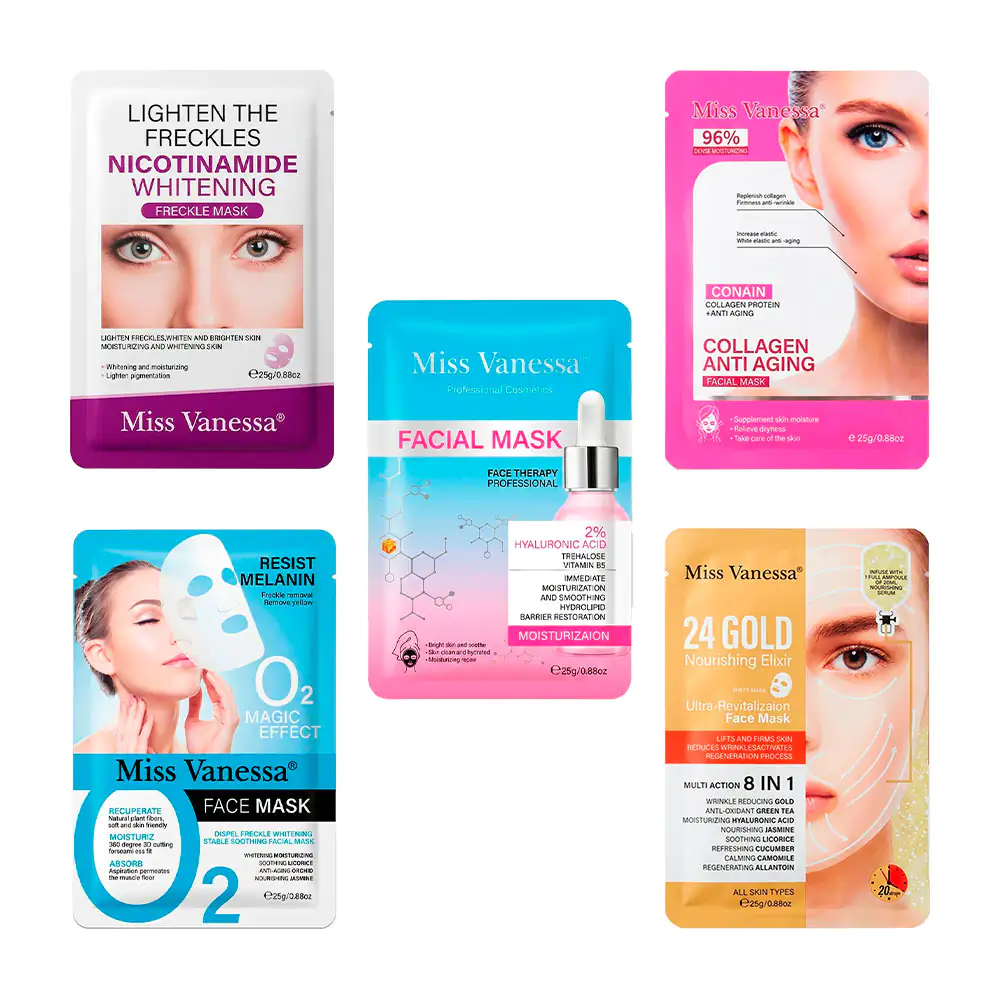 1pza mascarilla miss vanessa para el cuidado de la piel, 25gm, variedad de modelos