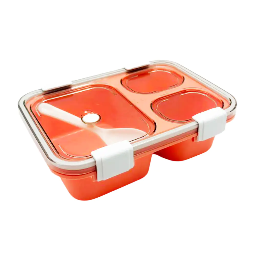 Tupper rectangular con 3 compartimentos y capacidad de 850ml + cubier…