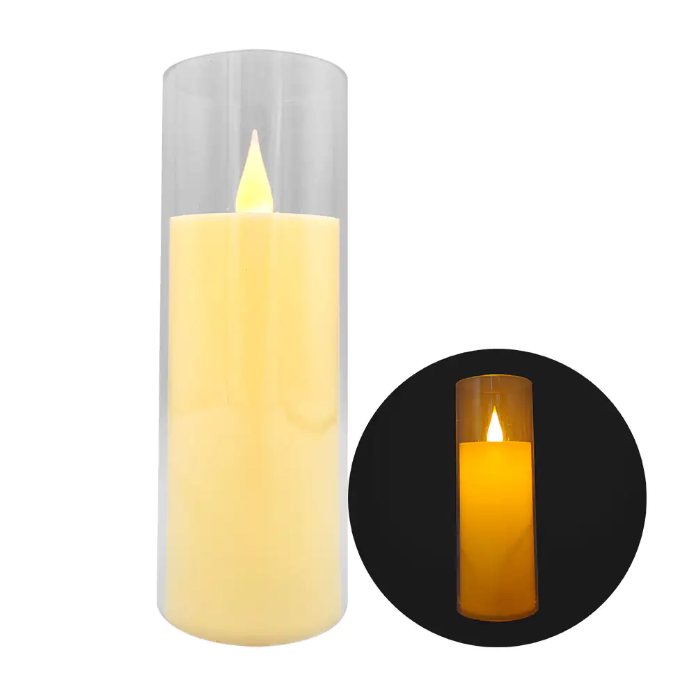 Lámpara de plástico tipo veladora de vaso con luz led cálida, 15x5.5c…