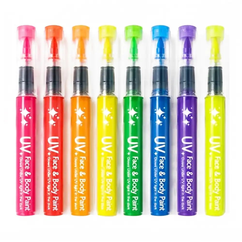 Paquete con 8 plumones corporales uv en tonos neón, variedad de tonos…