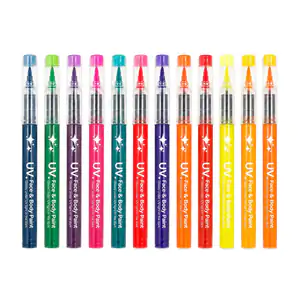 Paquete con 12 plumones corporales uv en tonos neón, variedad de tono…