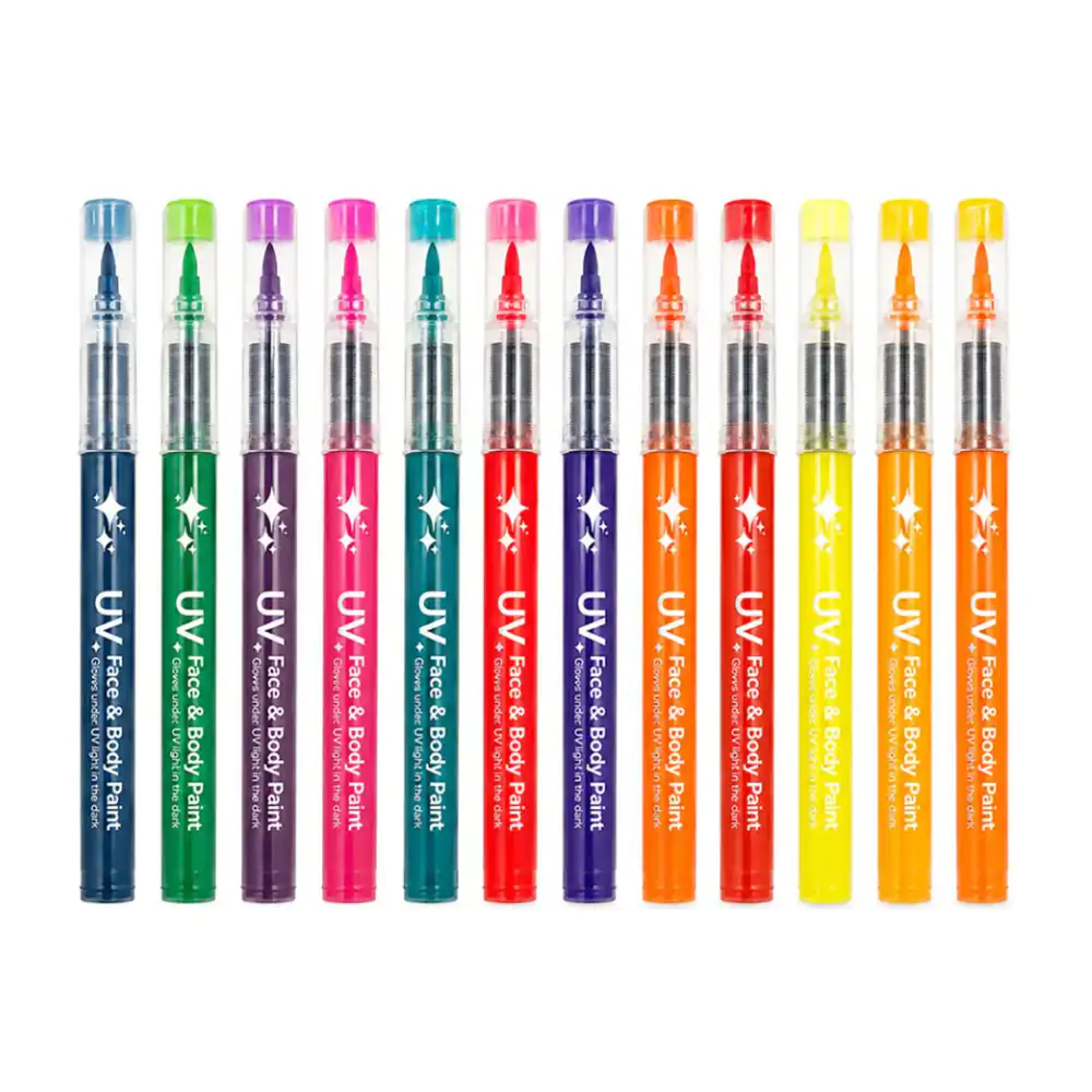 Paquete con 12 plumones corporales uv en tonos neón, variedad de tono…