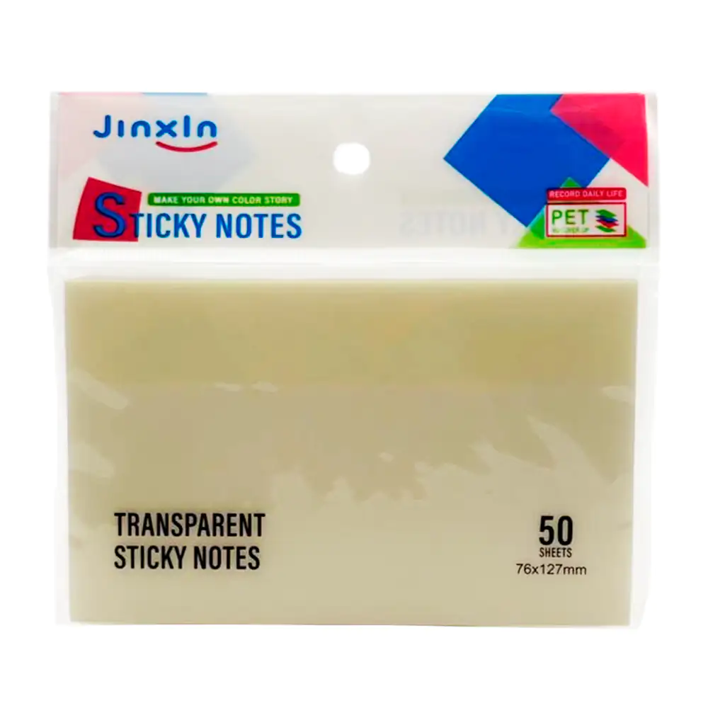 Paquete con 50 post it - notas adhesivas rectangulares transparentes de 76x127mm