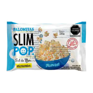 1pza palomitas slim pop sabor natural con sal de mar, 63g / palo-slim
