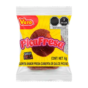 1pza gomita picafresa sabor fresa cubierta de dulce picoso, 6g