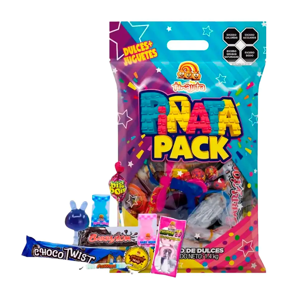 Paquete piñata pack con surtido de dulces + juguetes, 1.4kg