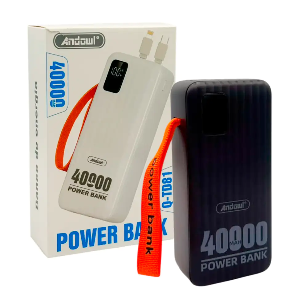 Powerbank de 40000mAh con 4 puertos usb y 2 usb-c, 2 cables usb-c y l…