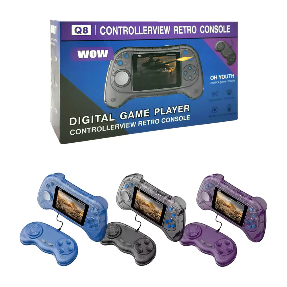 Mini consola portátil q8 + control y variedad de juegos, colores surt…