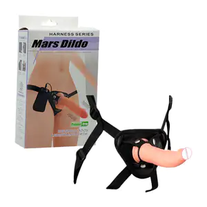 Arnés femenino con dildo realista 18cm con vibración, diseño ajustable
