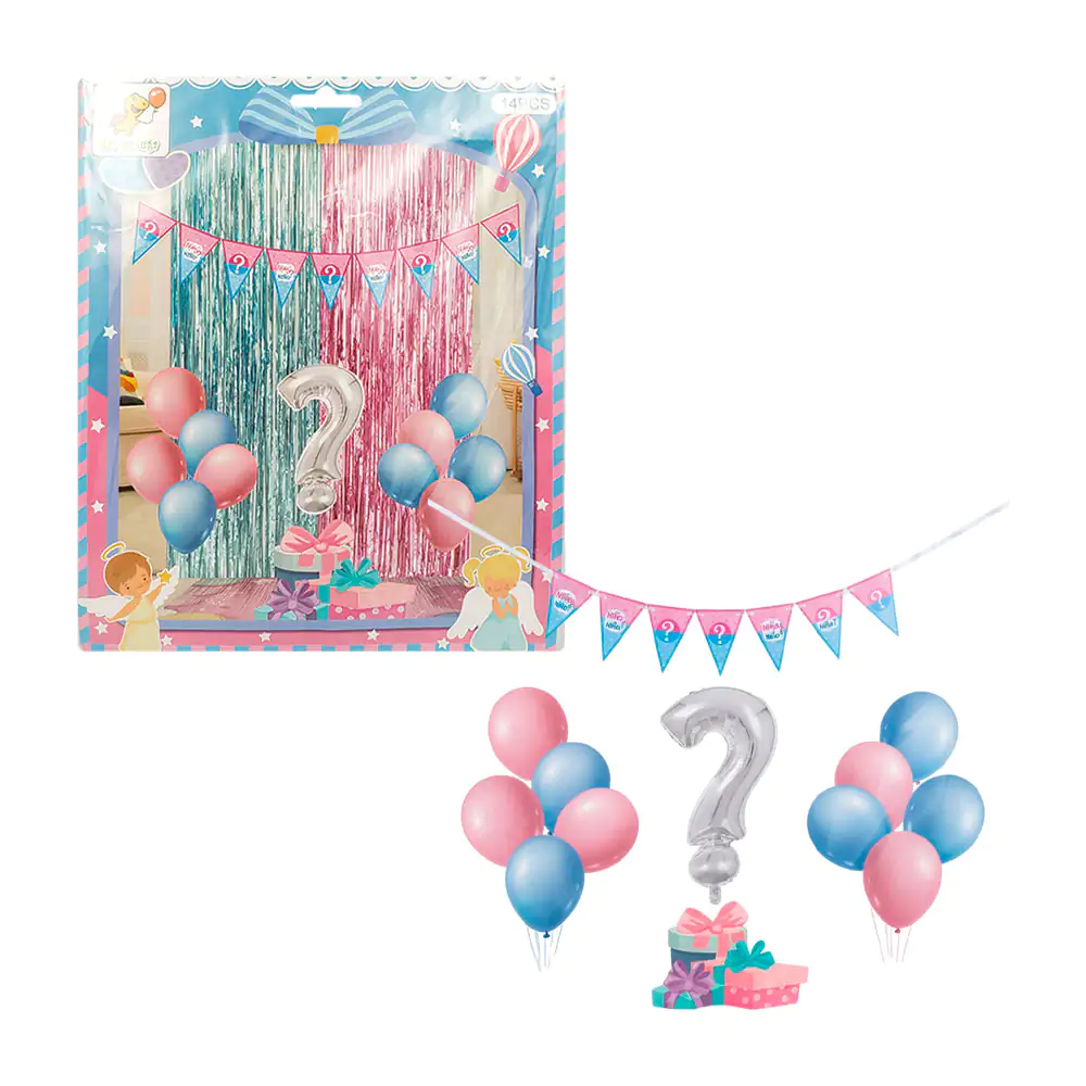 Kit decorativo de revelación de género con 14pcs, banner bicolor tria…