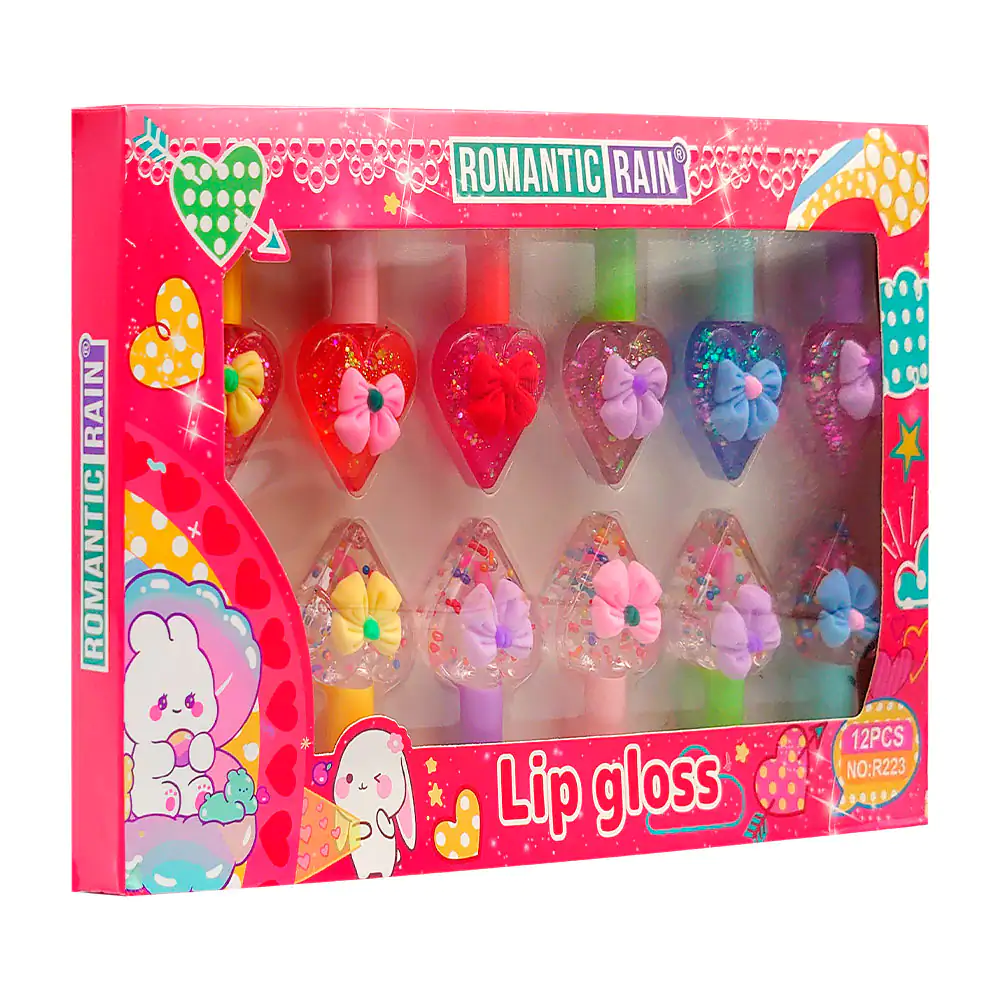 Paquete con 12 brillo para labios - lip glos en forma de corazón con …