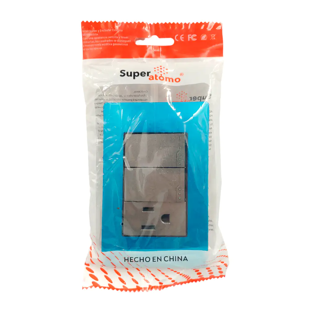 Placa enchufe de pared moderno super átomo con 1 tomacorriente y 2 ap…