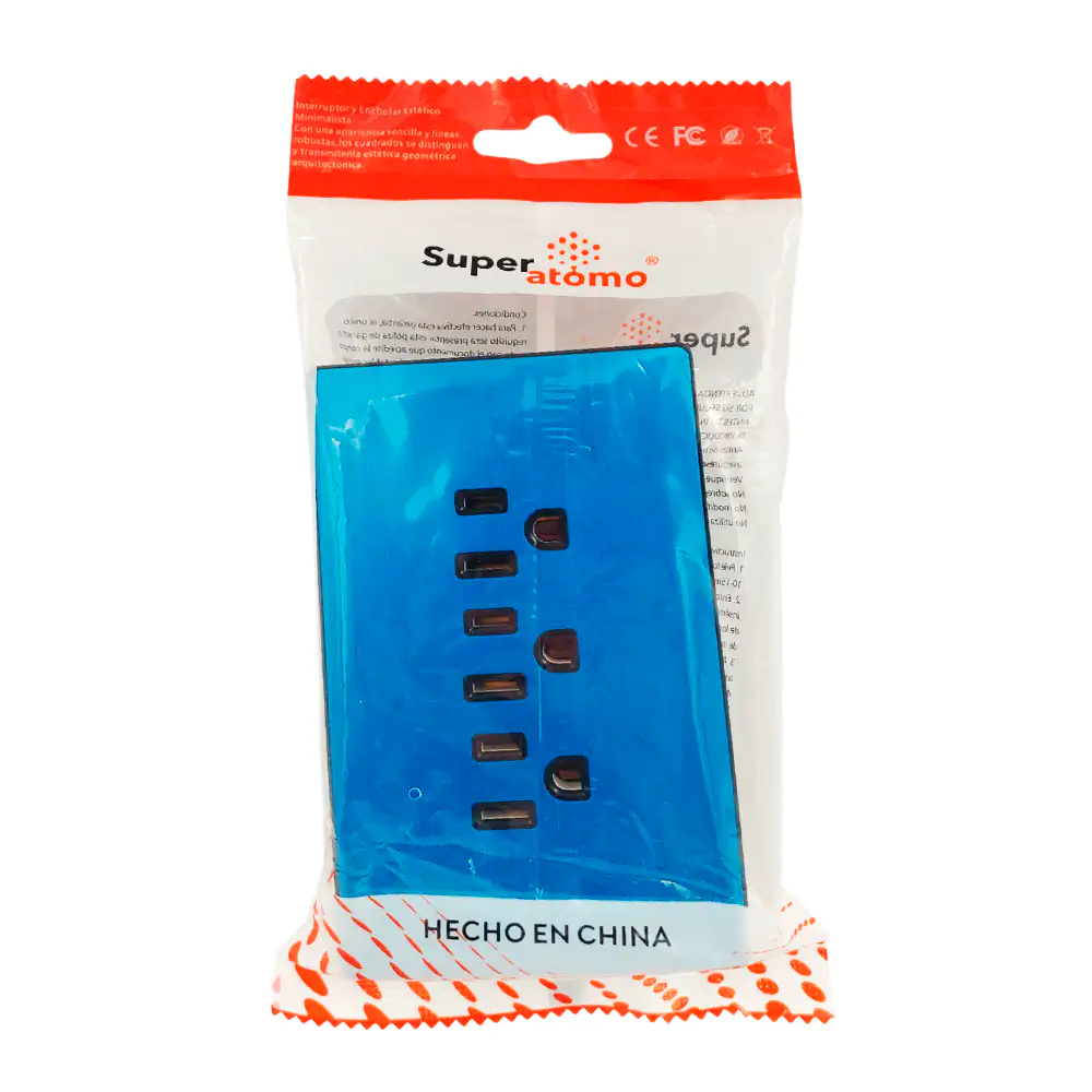 Placa - enchufe de pared moderno super átomo con 3 tomacorrientes tri…