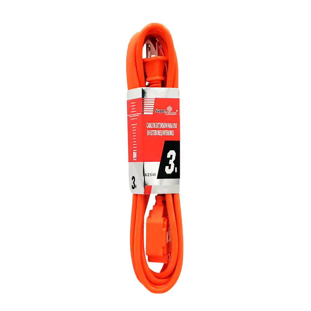 Extensión eléctrica naranja super átomo para uso rudo de 3 metros y 3…