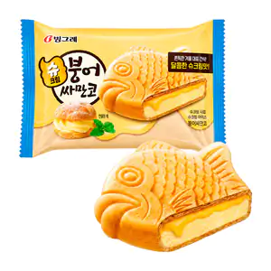 1pza helado coreano tipo sándwich en forma de pez, helado de vainilla…