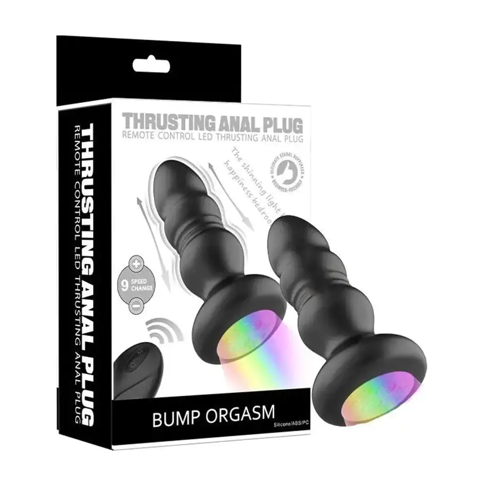 Plug vibrador con movimiento y luz rgb, 10cm, 9 velocidades + control remoto