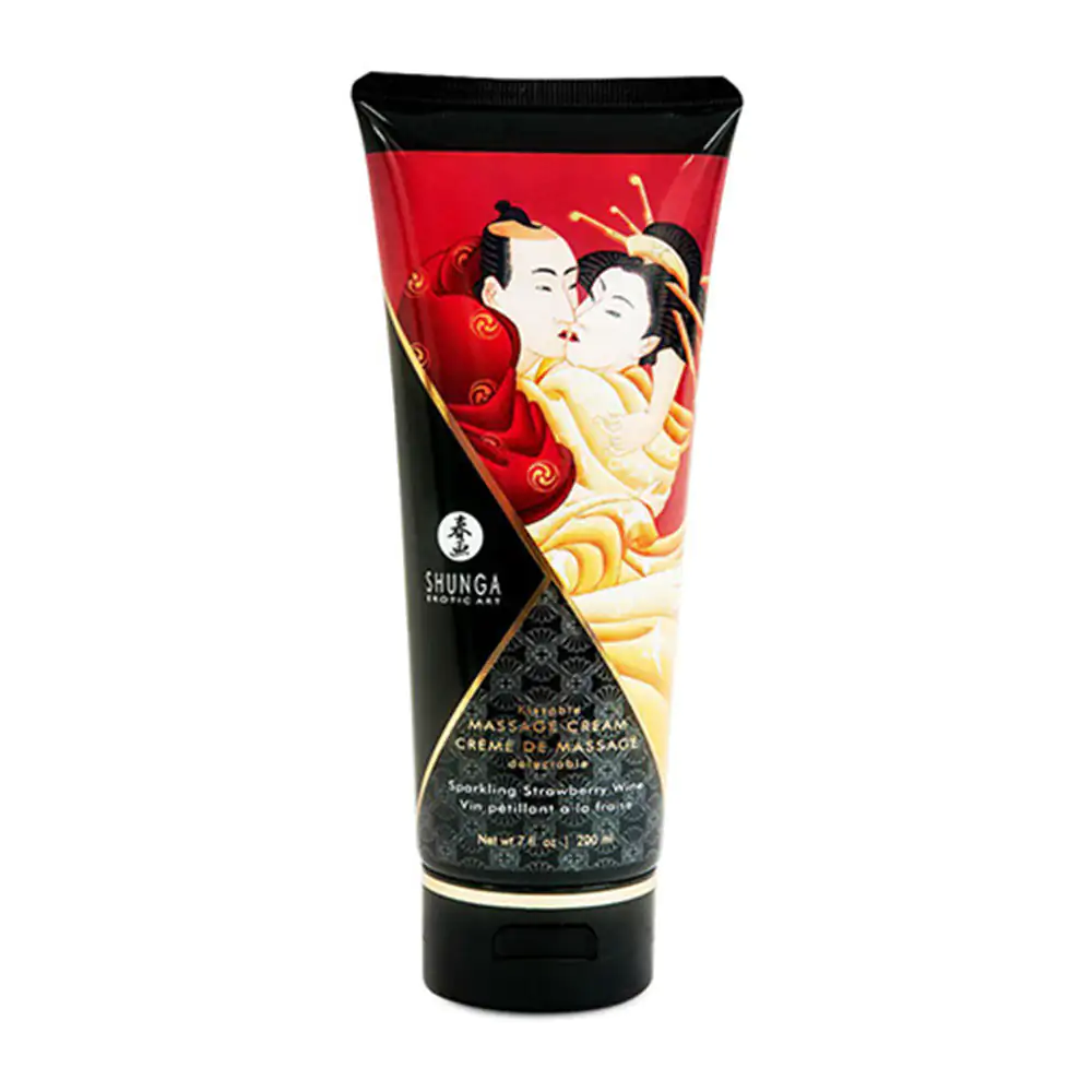 Crema corporal para masaje erótico con sabor y aroma a vino con fresas, 200ml