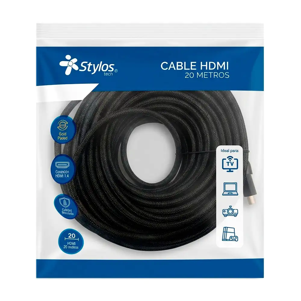 Cable hdmi a hdmi stylos reforzada de 20 metros