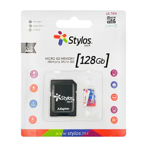 Memoria micro sd stylos con capacidad de 128gb y adaptador / stms1281b