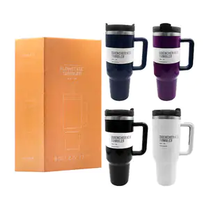 Termo de acero inoxidable de 40oz con asa y cierre hermético en color…