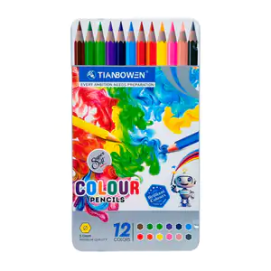 Estuche metálico con 12 lápices de colores tainbowen de punta fina, v…