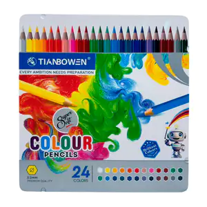 Estuche metálico con 24 lápices de colores taibowen de punta fina, va…
