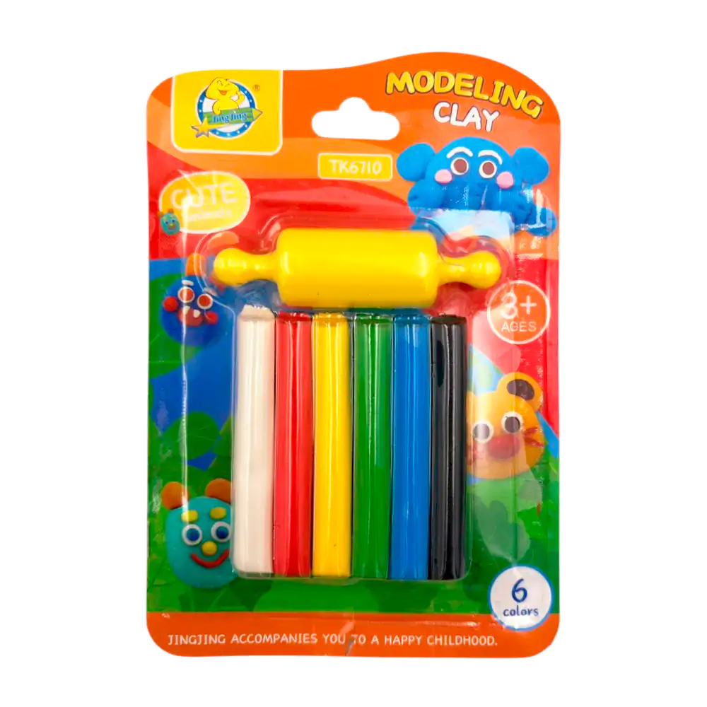 Blíster con 6 barritas de plastilina de diferentes colores + mini rod…