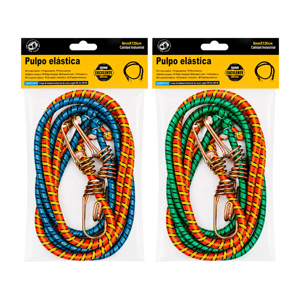 Paquete con 2 cuerdas para equipaje de 8mmx120cm, variedad de colores