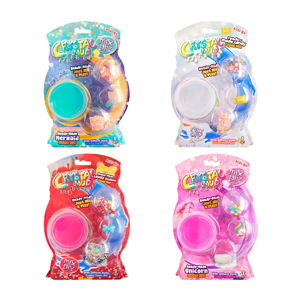 Blíster con bote de slime, 2 bolsitas de glitter + mini figura, varie…