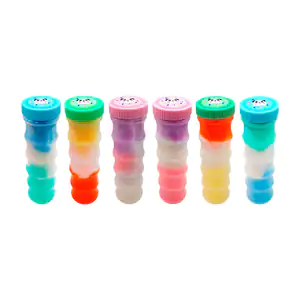 Bote de slime tricolor en tonos pastel, tapa con figura de oso panda,…