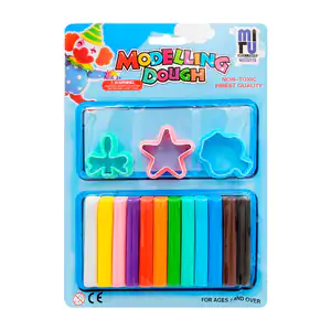 Blíster con 12 barritas de plastilina + 3 mini figuras molde