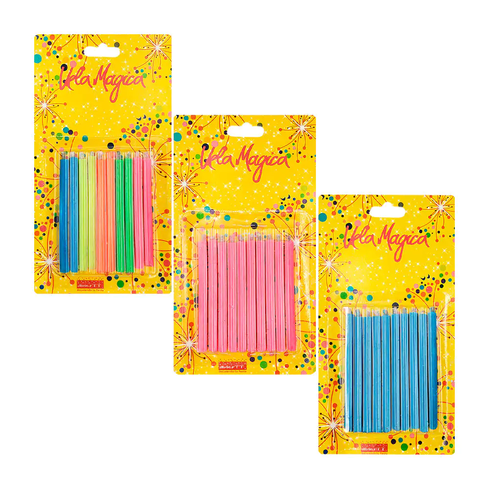 Blíster con 10 mini velas mágicas, 6cm, variedad de colores / vela má…