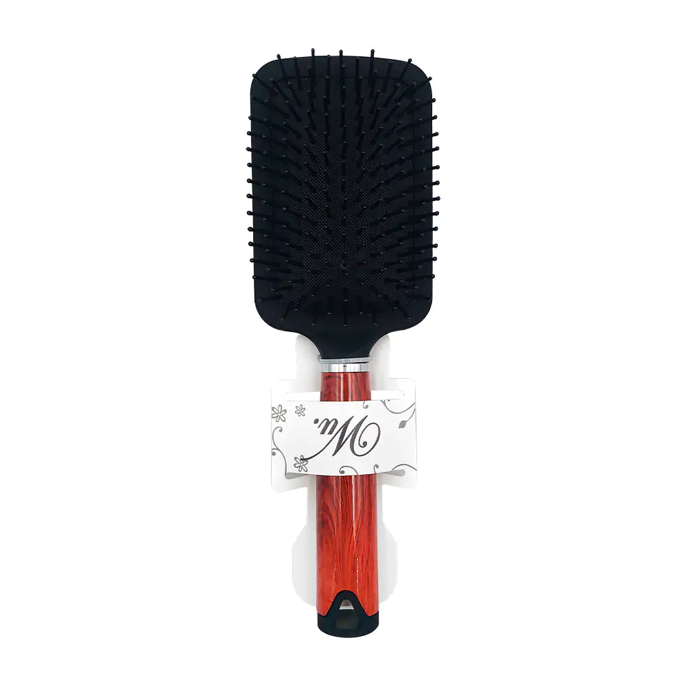 Cepillo rectangular con cerdas de plástico en color negro matte y man…