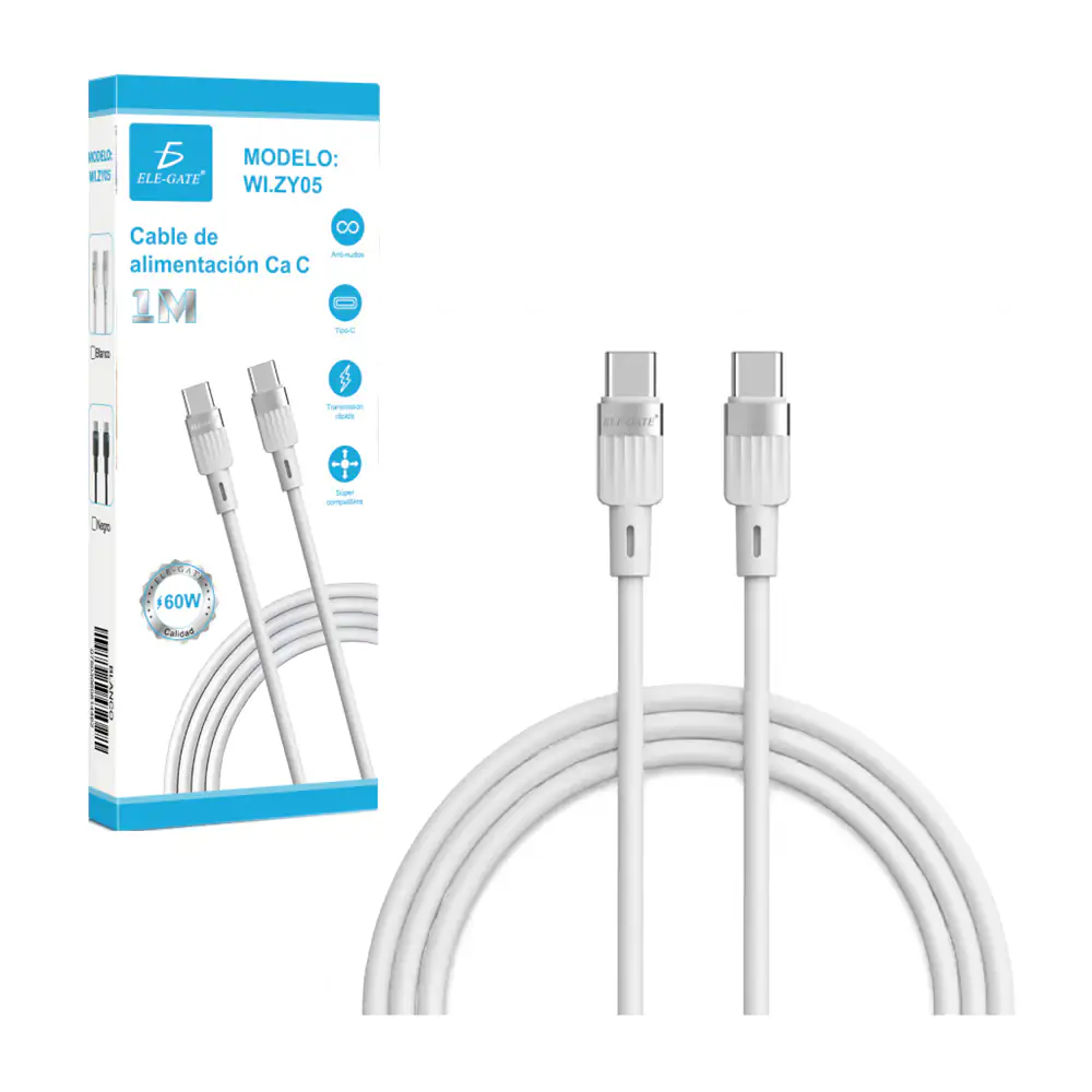 Cable de carga o transferencia de datos de usb-c a usb-c, 60w de 1 me…