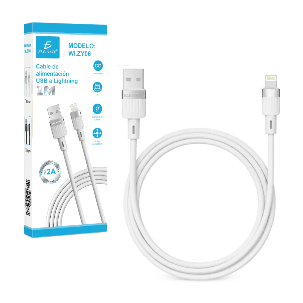 Cable usb-c a lightning para carga o transferencia de datos 2a de 1 m…