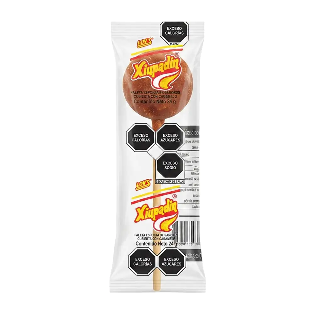 1pza paleta xiupadin de esponja cubierta de caramelo con azúcar, 24g / xiupadin