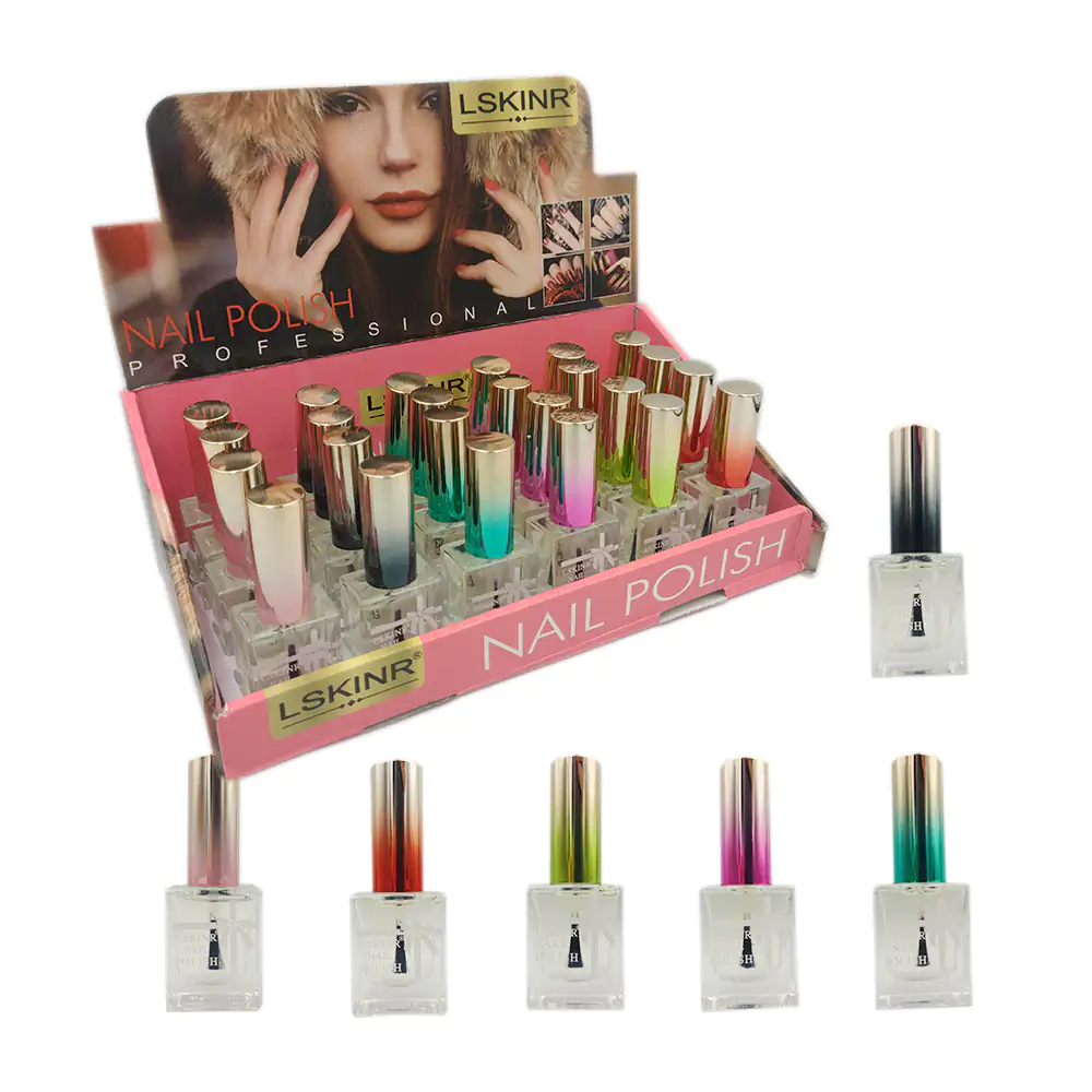 Esmalte lskinr para uñas transparente de 15ml para acabado brillante con tapa metálica 