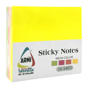 Paquete con 250 post it - notas adhesivas armi de colores neón, 76x76…