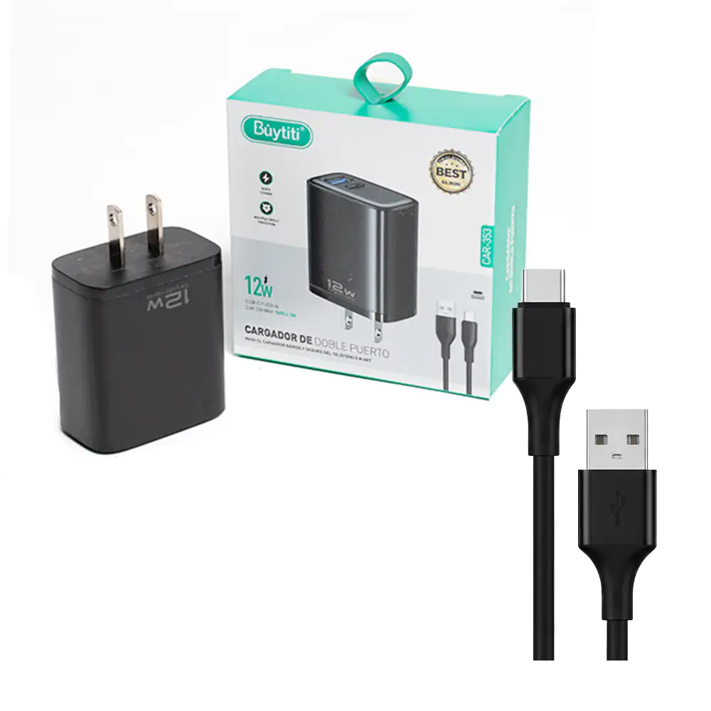 Combo cargador de cubo con 12w de potencia + cable de 1 m tipo c a us…
