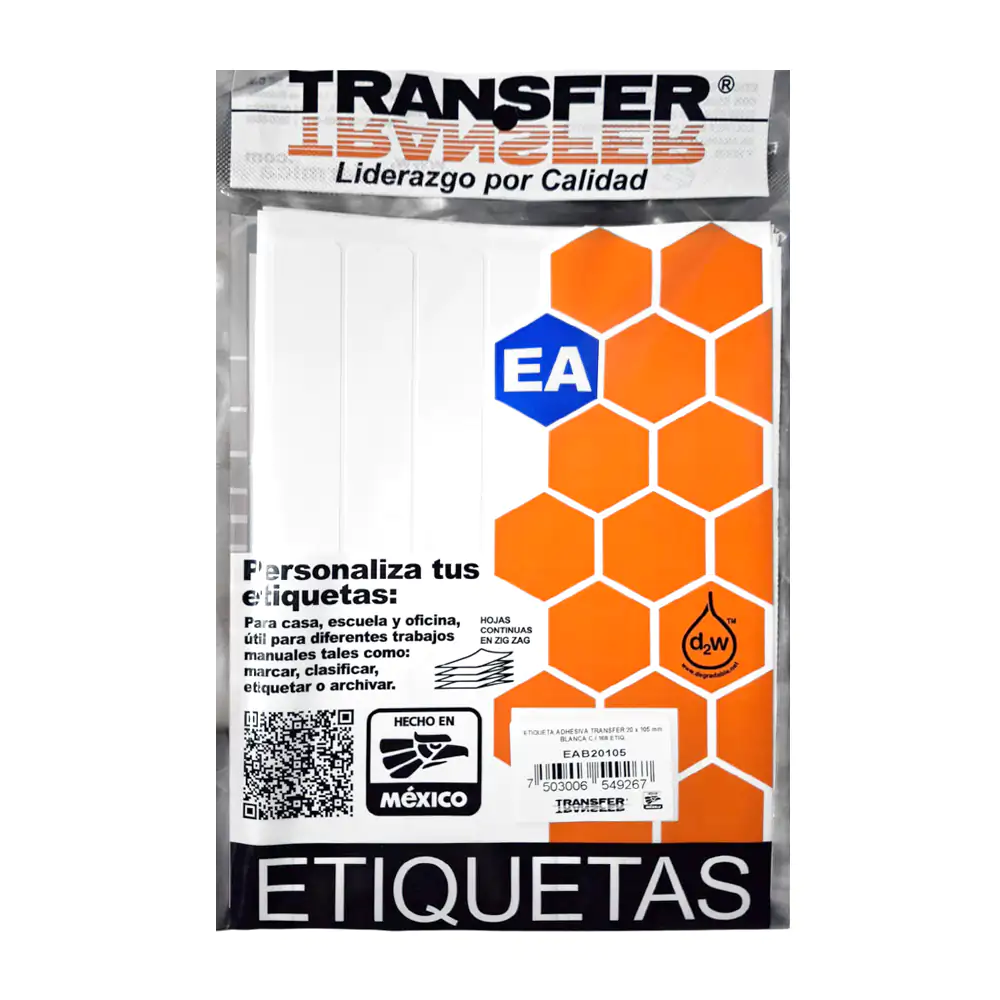 Paquete de 168 etiquetas transfer 20x105mm en color blanco / eab20105 / 3840