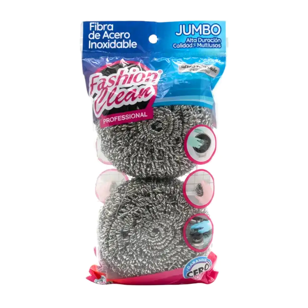 Paquete con 2 fibras jumbo de acero inoxidable fashion clean para lim…