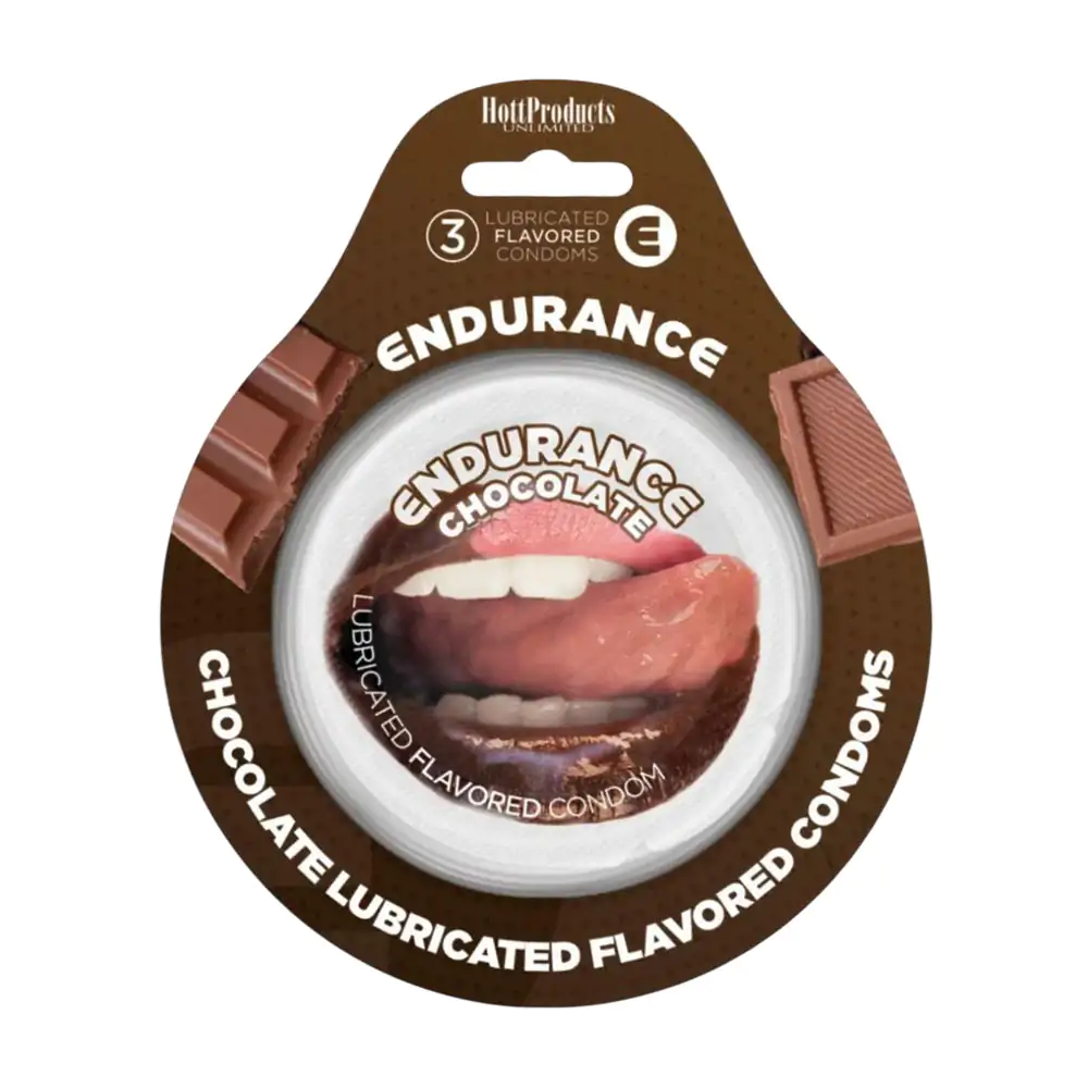 Paquete con 3 condones - preservativos endurance con sabor y aroma a chocolate 