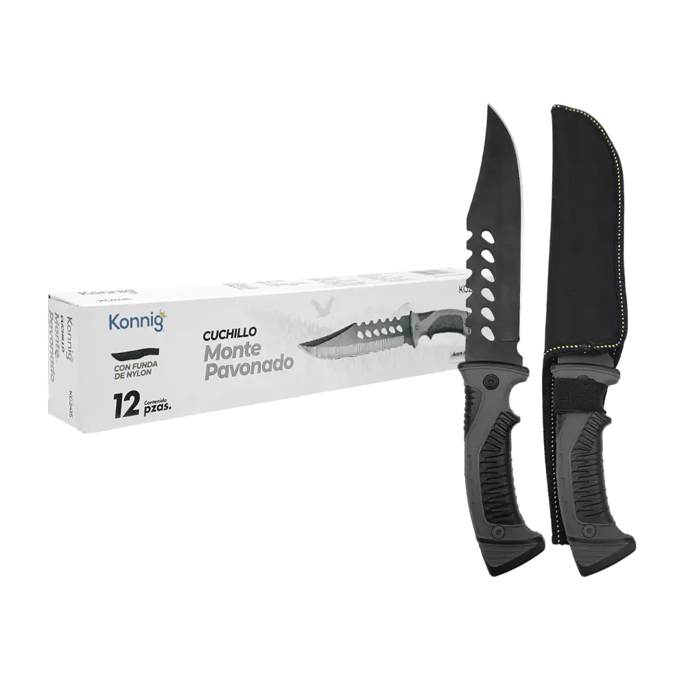 Cuchillo táctico monte pavonado de acero inoxidable + funda de nylon,…